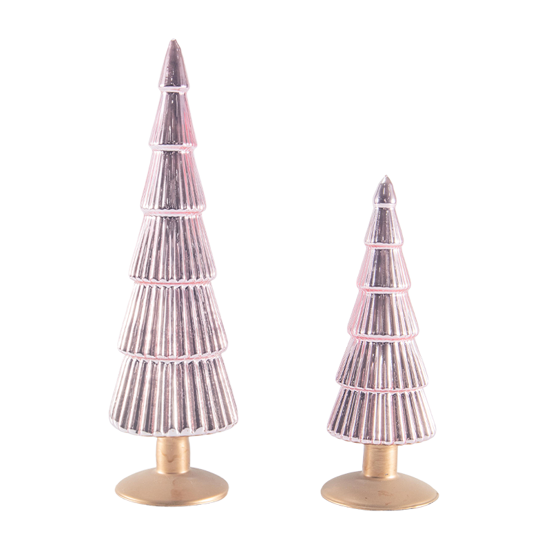 Bộ 2 cây thủy tinh sọc Giáng sinh 8 × 20 & 8 × 25 cm Trang trí bàn ngày lễ