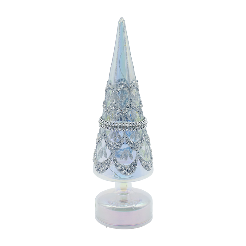 Cây thủy tinh Giáng sinh xoay 10 × 30cm có đèn LED trang trí lễ hội óng ánh