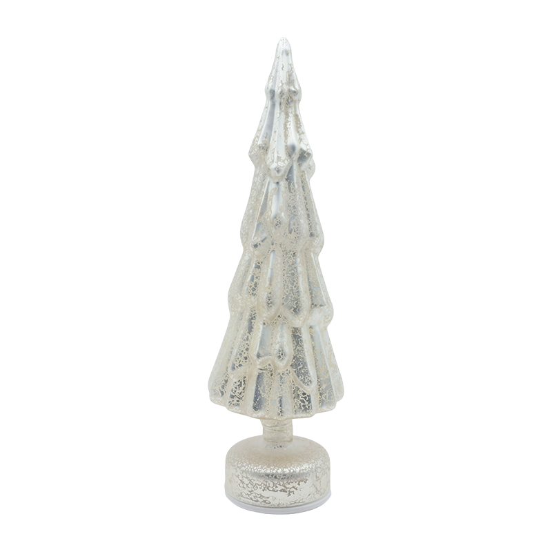 Cây Giáng sinh bằng kính xoay trong suốt 10 × 35cm với đèn LED ấm áp