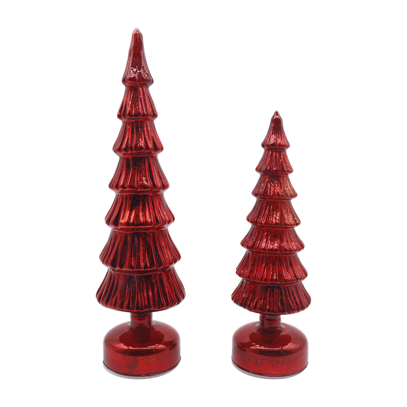 Bộ cây thông Noel bằng kính xoay 10×28 & 10×33cm - Trang trí lễ hội 2 món