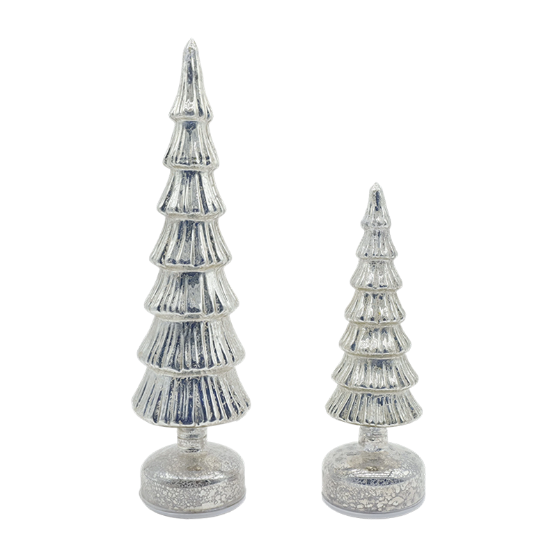 Bộ cây thông Noel bằng kính xoay 10×28 & 10×33cm - Trang trí lễ hội 2 món