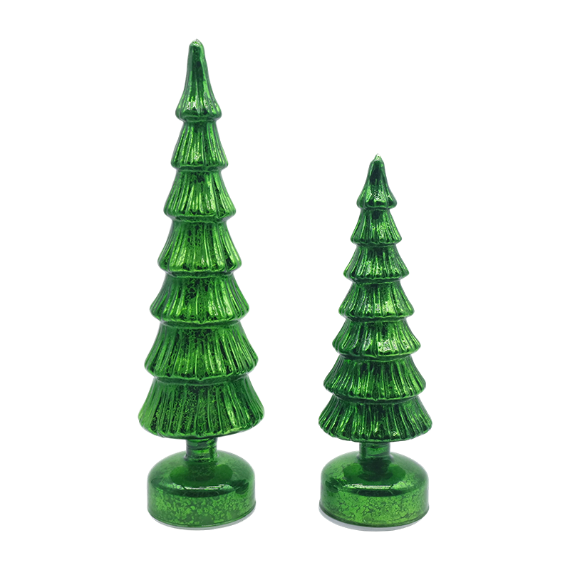 Bộ cây thông Noel bằng kính xoay 10×28 & 10×33cm - Trang trí lễ hội 2 món
