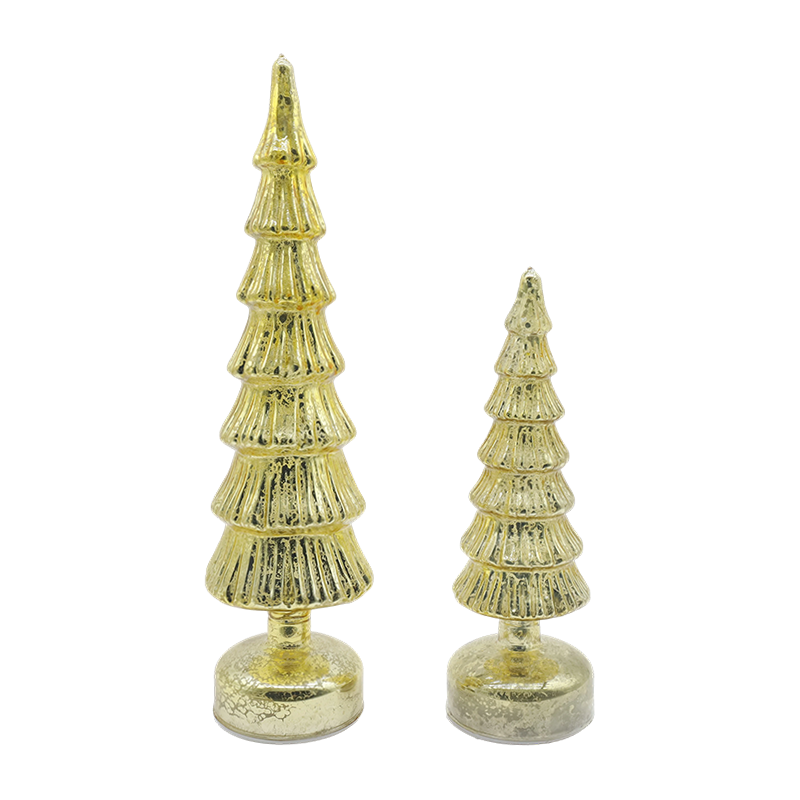Bộ cây thông Noel bằng kính xoay 10×28 & 10×33cm - Trang trí lễ hội 2 món