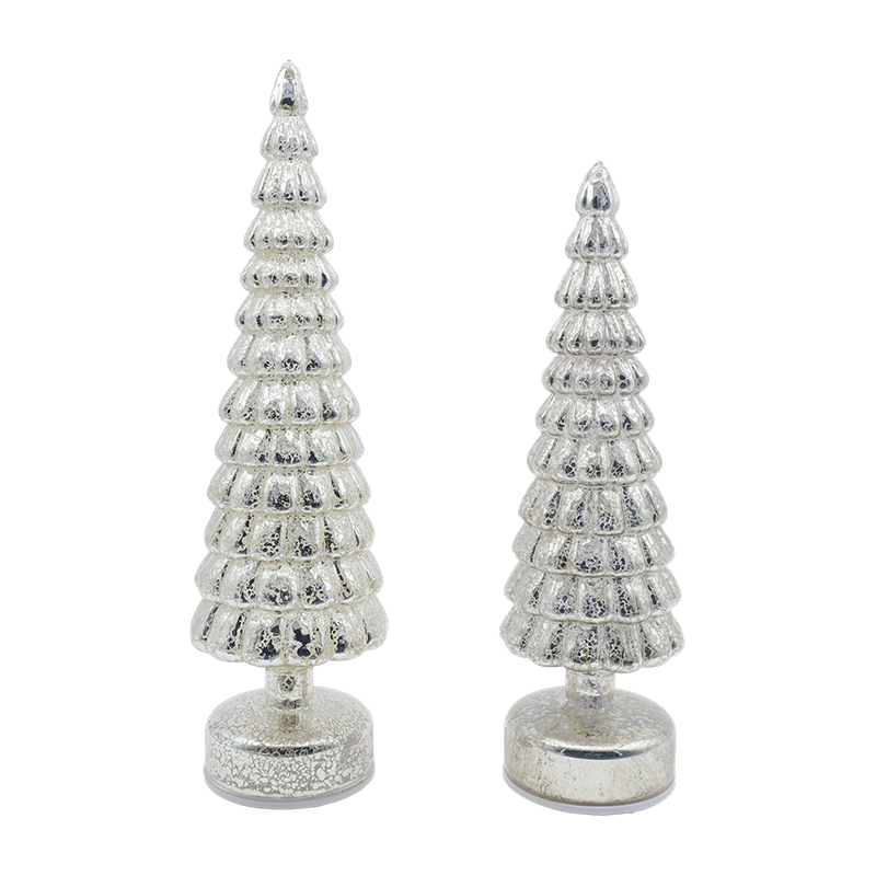 Đèn LED xoay tròn 10 × 38 & 10 × 33cm Đèn trang trí trên bàn cây thủy tinh Giáng sinh