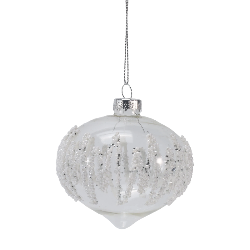 Đồ trang trí quả cầu thủy tinh Giáng sinh trong suốt 8cm Icicle đính cườm (Đĩa đơn / Bộ 3)