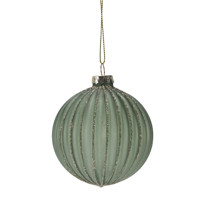 Đồ trang trí quả bóng thủy tinh sọc Morandi Giáng sinh 8cm (Đơn / Bộ 3)