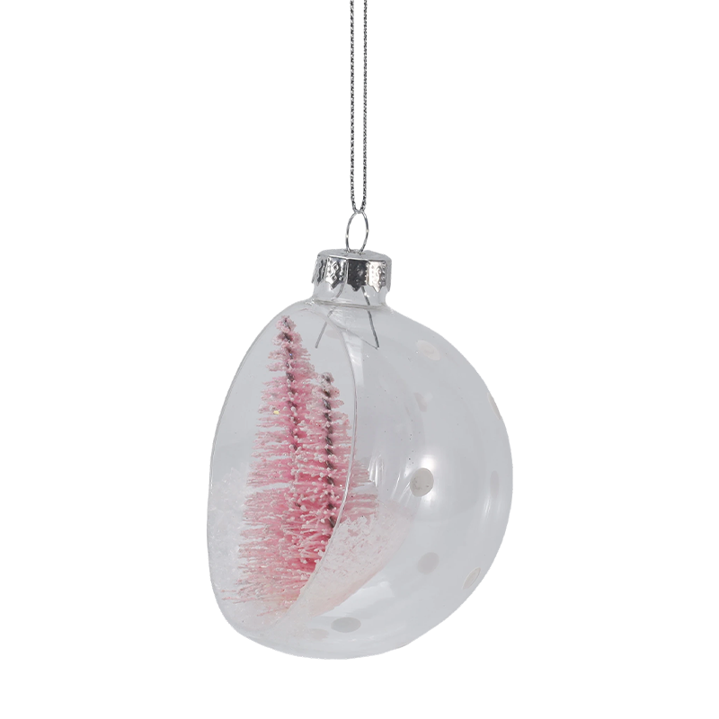 Đồ trang trí thủy tinh Giáng sinh mini cây tuyết 8cm (Đơn / Bộ)