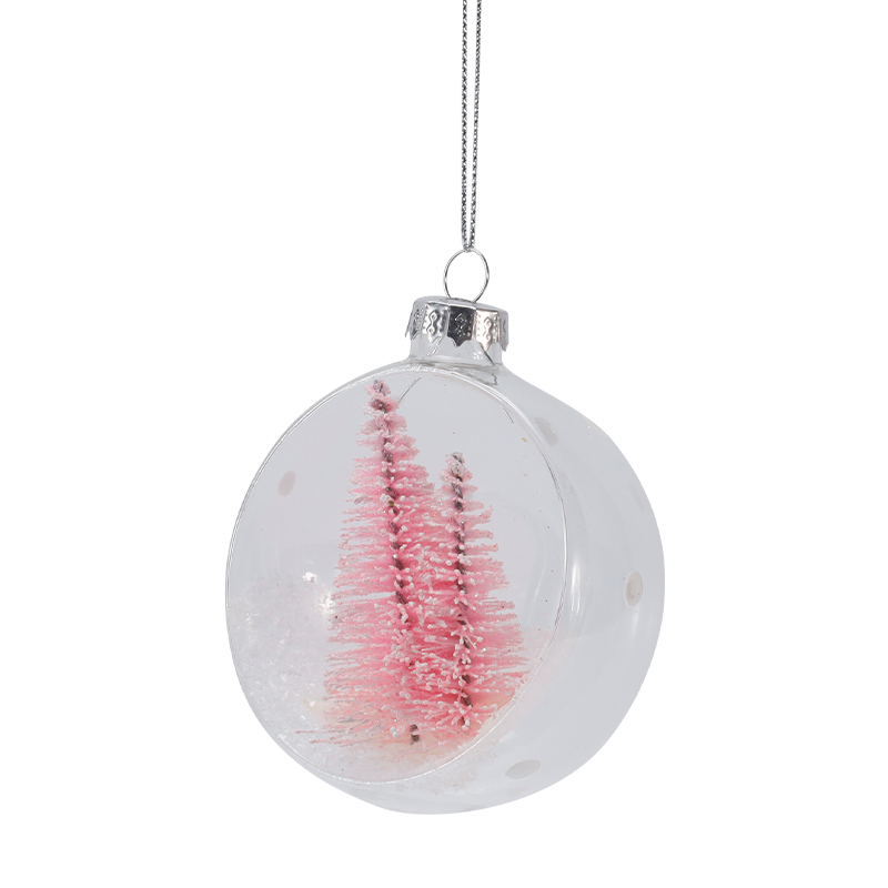 Đồ trang trí thủy tinh Giáng sinh mini cây tuyết 8cm (Đơn / Bộ)