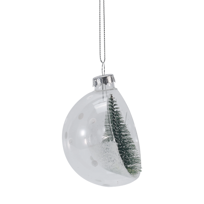 Đồ trang trí thủy tinh Giáng sinh mini cây tuyết 8cm (Đơn / Bộ)