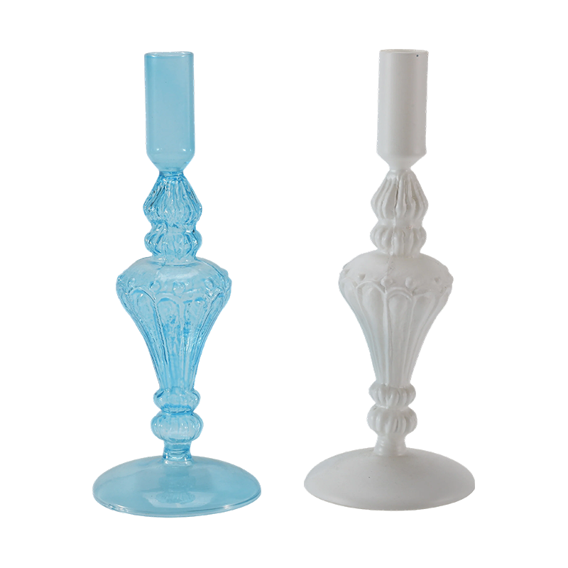 Bộ sưu tập chân nến thủy tinh đầy màu sắc 18cm