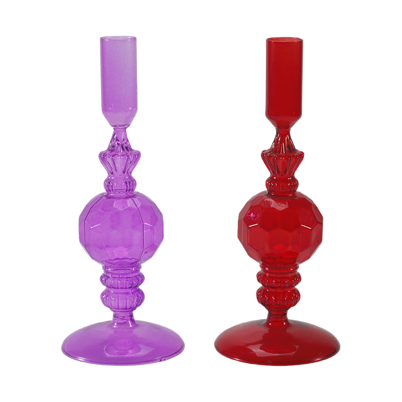 Bộ sưu tập chân nến thủy tinh đầy màu sắc 18cm
