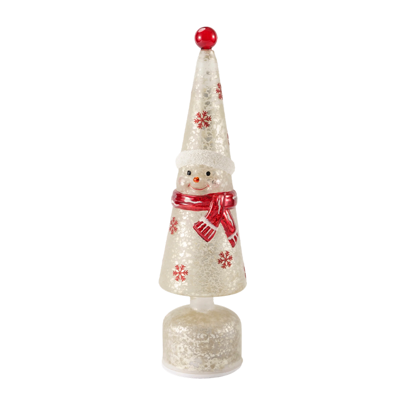 Trang trí tháp đèn LED pha lê ánh kim / Đèn để bàn cây thông Noel hình người tuyết