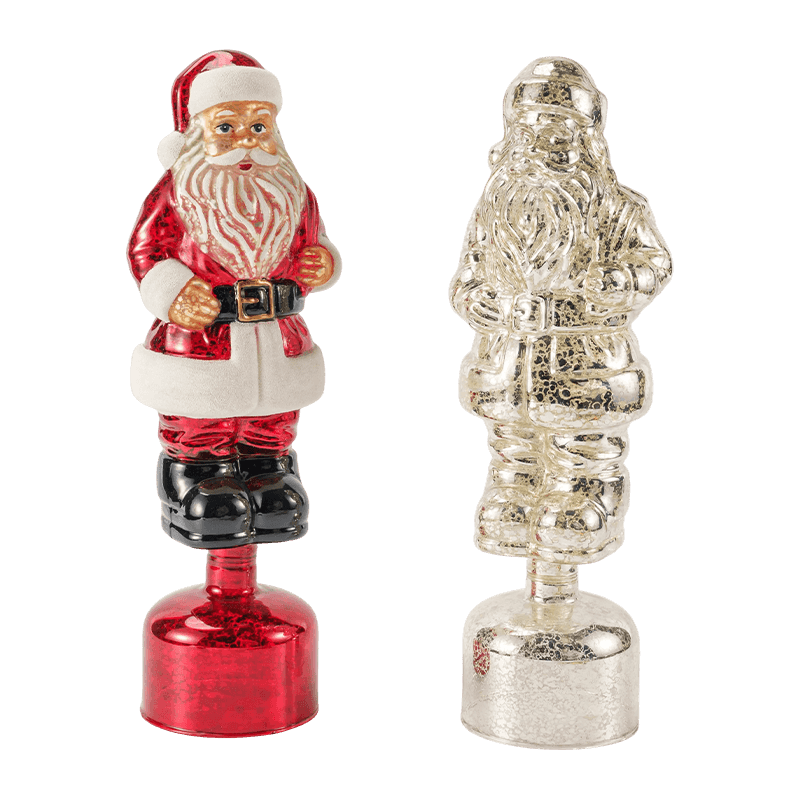 Tượng ông già Noel bằng thủy tinh cổ điển (Màu đỏ / Bạc / Xanh nhạt)