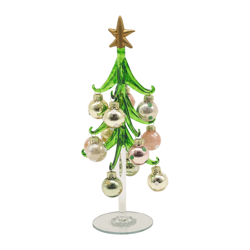 Cây thông Giáng sinh bằng kính lễ hội 10×25 cm & 10×30 cm được trang trí bằng các tùy chọn bóng trang trí