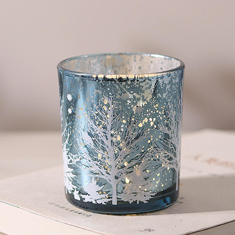 Cốc giữ nến thủy tinh chạm khắc điện 8 * 9cm Phiên bản trang trí lễ hội