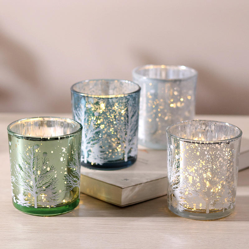 Cốc giữ nến thủy tinh chạm khắc điện 8 * 9cm Phiên bản trang trí lễ hội
