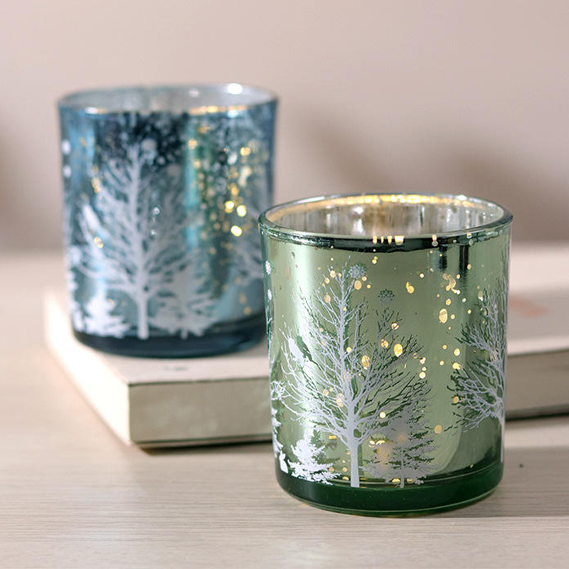 Cốc giữ nến thủy tinh chạm khắc điện 8 * 9cm Phiên bản trang trí lễ hội