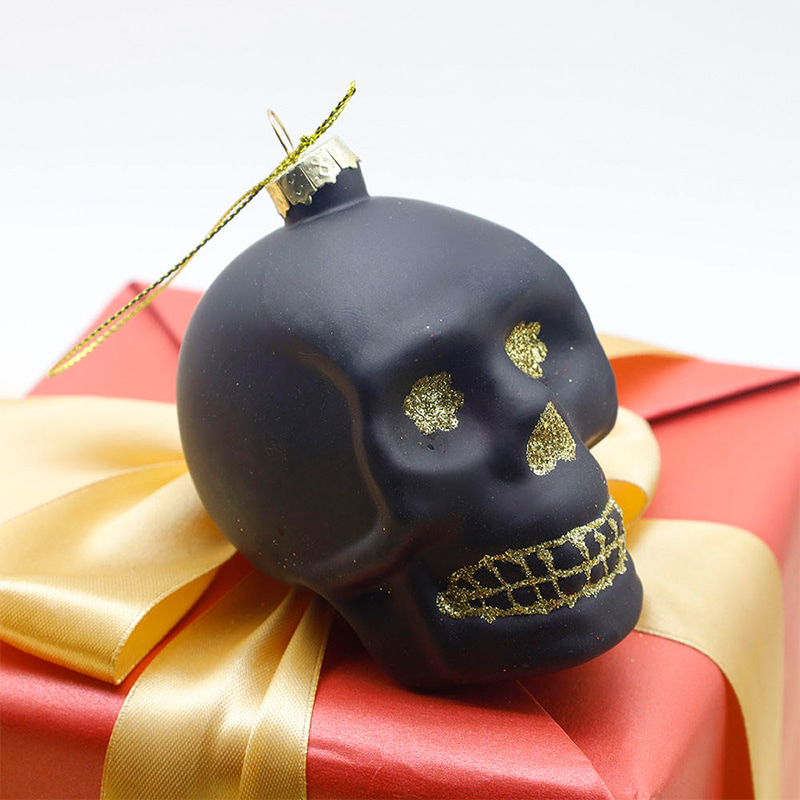 Bộ trang trí hộp sọ thủy tinh Halloween 8 * 9cm