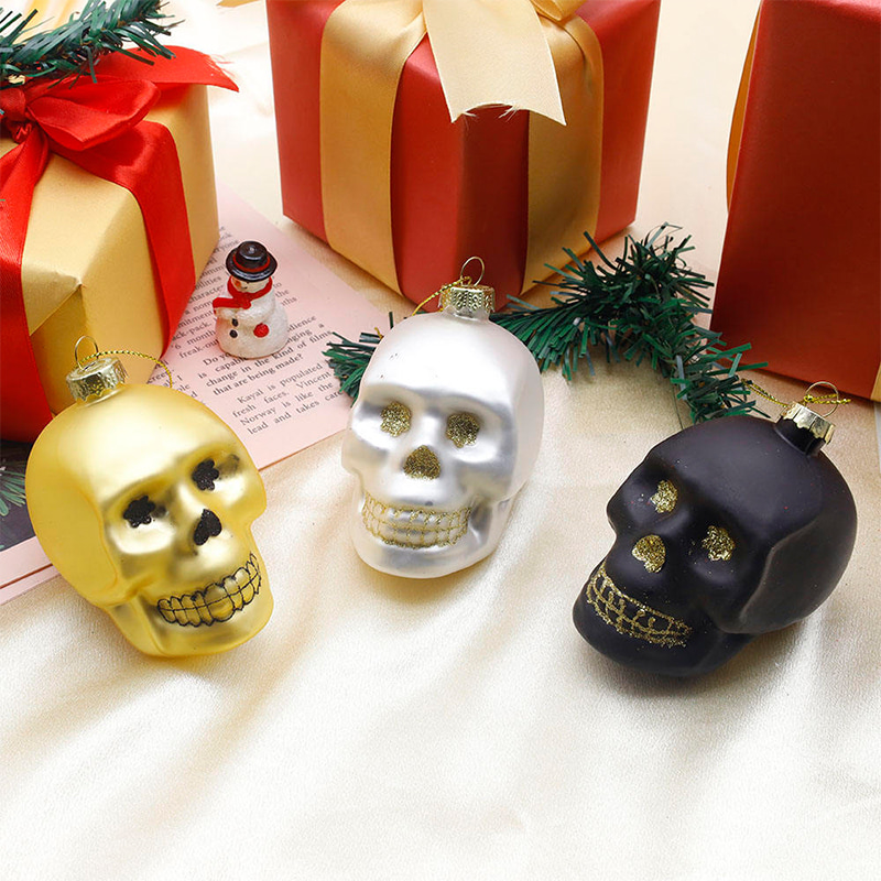 Bộ trang trí hộp sọ thủy tinh Halloween 8 * 9cm