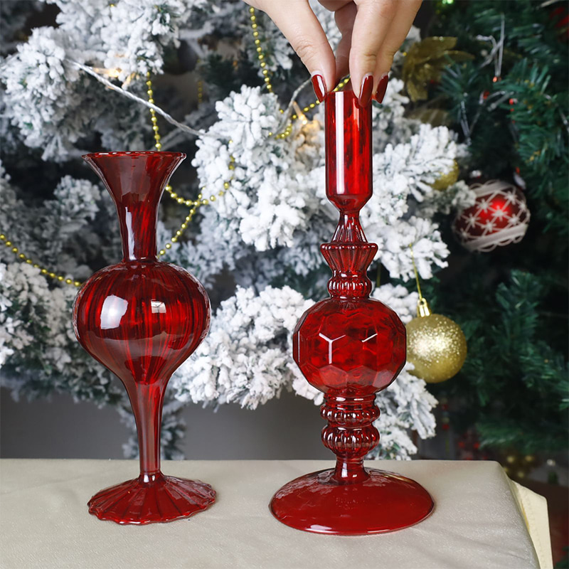 Giá đỡ nến thủy tinh thổi bằng tay 18cm Trang trí bàn ngày lễ