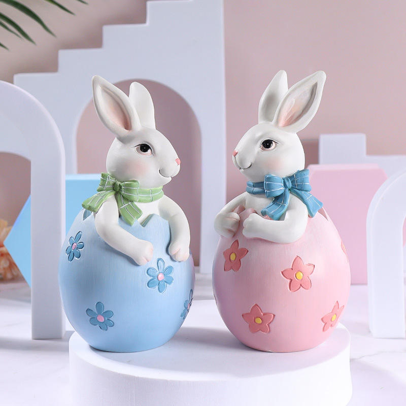 Bộ trang trí tượng chú thỏ Phục sinh bằng nhựa 8 * 16cm