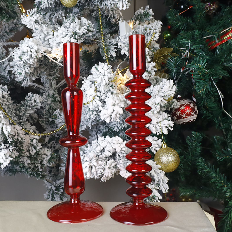 Giá đỡ nến thủy tinh thổi bằng tay 18cm Trang trí bàn ngày lễ