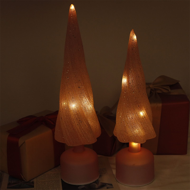 Kích thước 10×33 cm & 10×38 cm Cây Giáng sinh bằng kính có thể xoay lễ hội có đèn LED