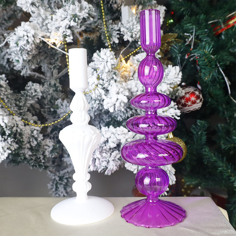 Giá đỡ nến thủy tinh thổi bằng tay 18cm Trang trí bàn ngày lễ