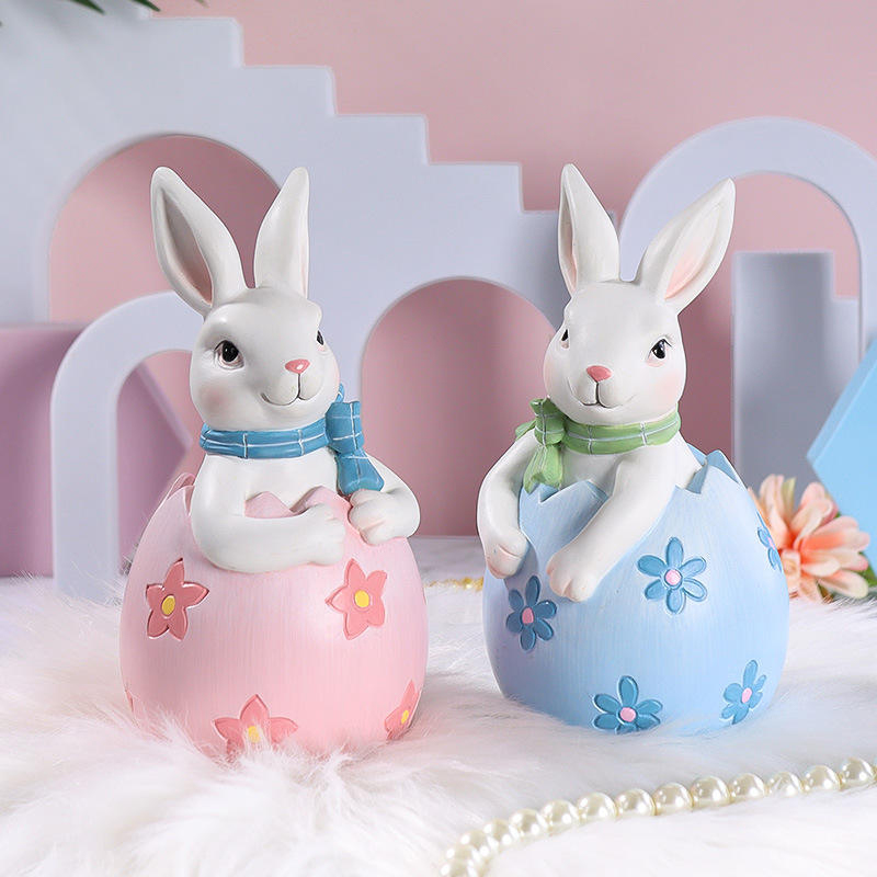 Bộ trang trí tượng chú thỏ Phục sinh bằng nhựa 8 * 16cm