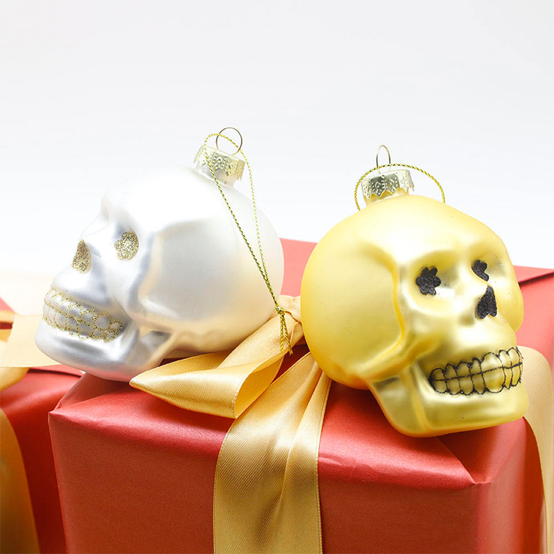 Bộ trang trí hộp sọ thủy tinh Halloween 8 * 9cm