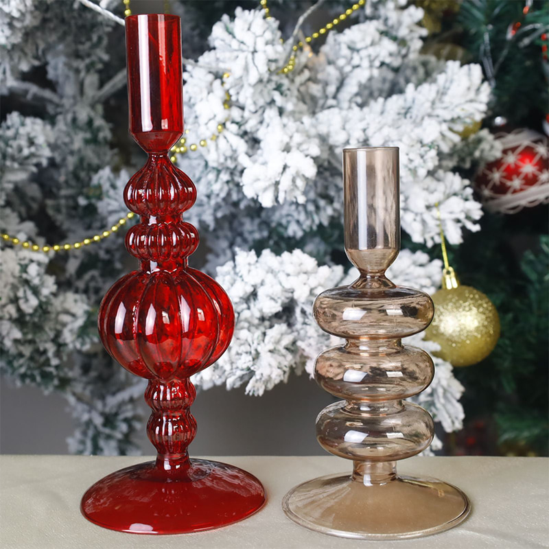 Giá đỡ nến thủy tinh thổi bằng tay 18cm Trang trí bàn ngày lễ