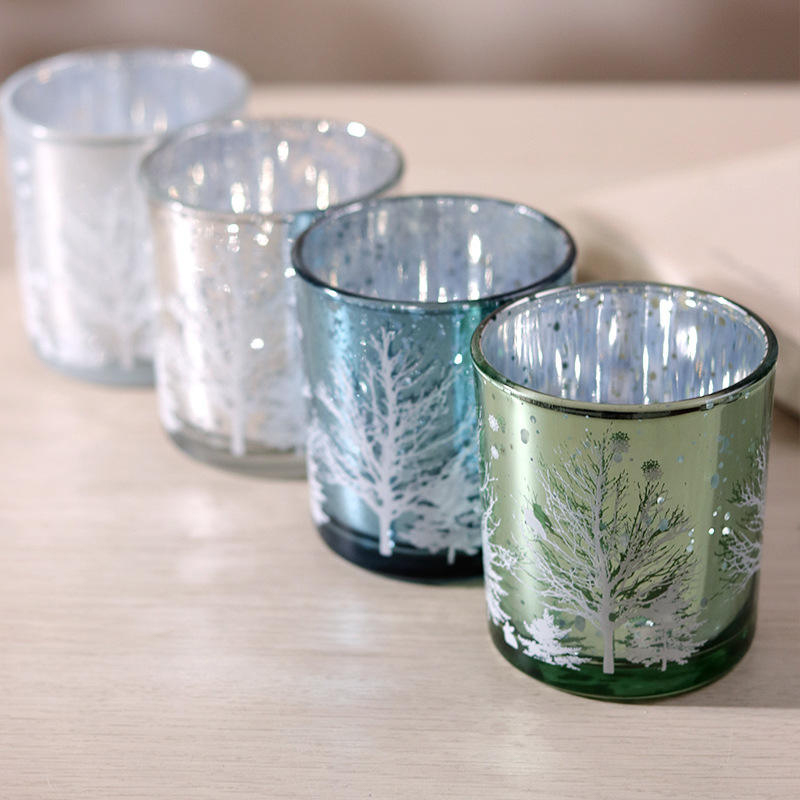Cốc giữ nến thủy tinh chạm khắc điện 8 * 9cm Phiên bản trang trí lễ hội