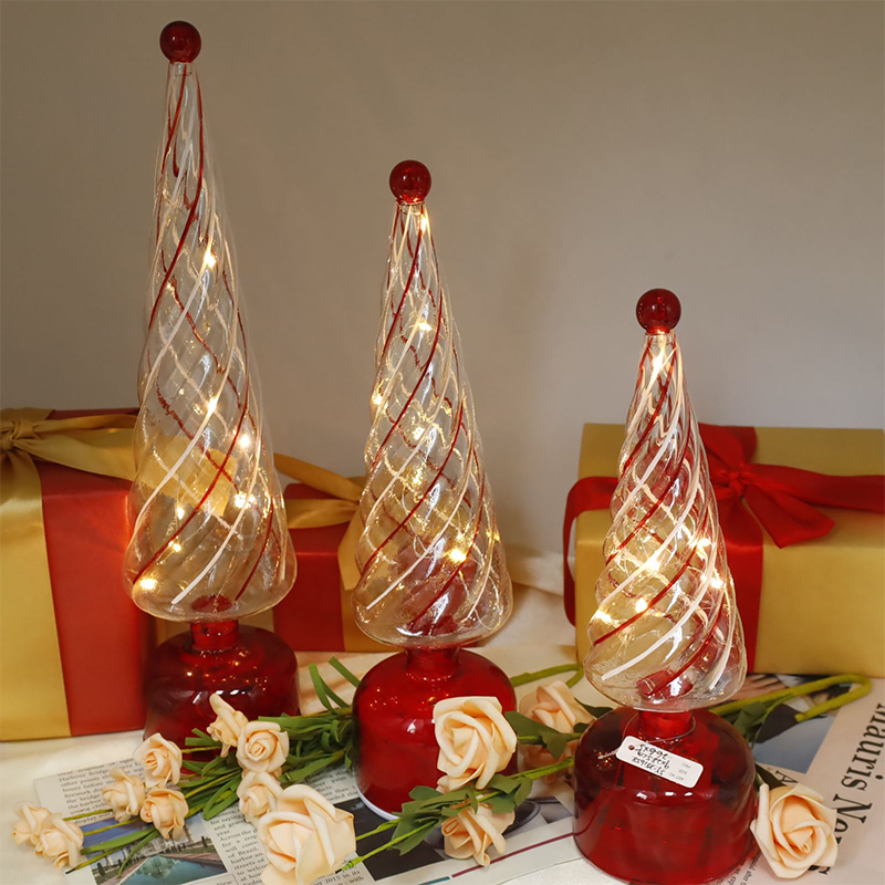 10 × 25/10 × 30 Đèn LED thủy tinh trang trí cây thông Noel được chiếu sáng
