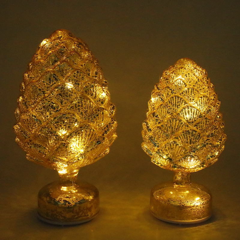 15×28 cm & 11×22 cm Quả thông Giáng sinh Xoay kính LED để bàn trang trí
