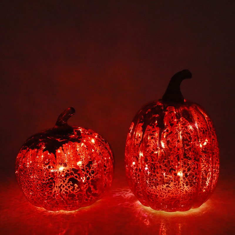 Đèn LED thủy tinh Halloween 12 * 15cm Trang trí bàn bí ngô