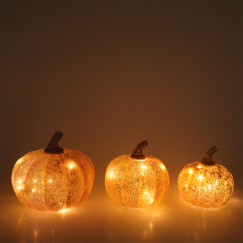 10*11.5cm & 12*15cm Halloween LED Kính Bí Ngô Đèn Trang Trí Để Bàn