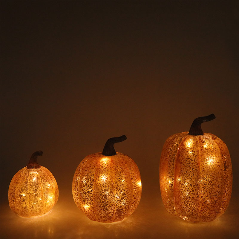 10*11.5cm & 12*15cm Halloween LED Kính Bí Ngô Đèn Trang Trí Để Bàn